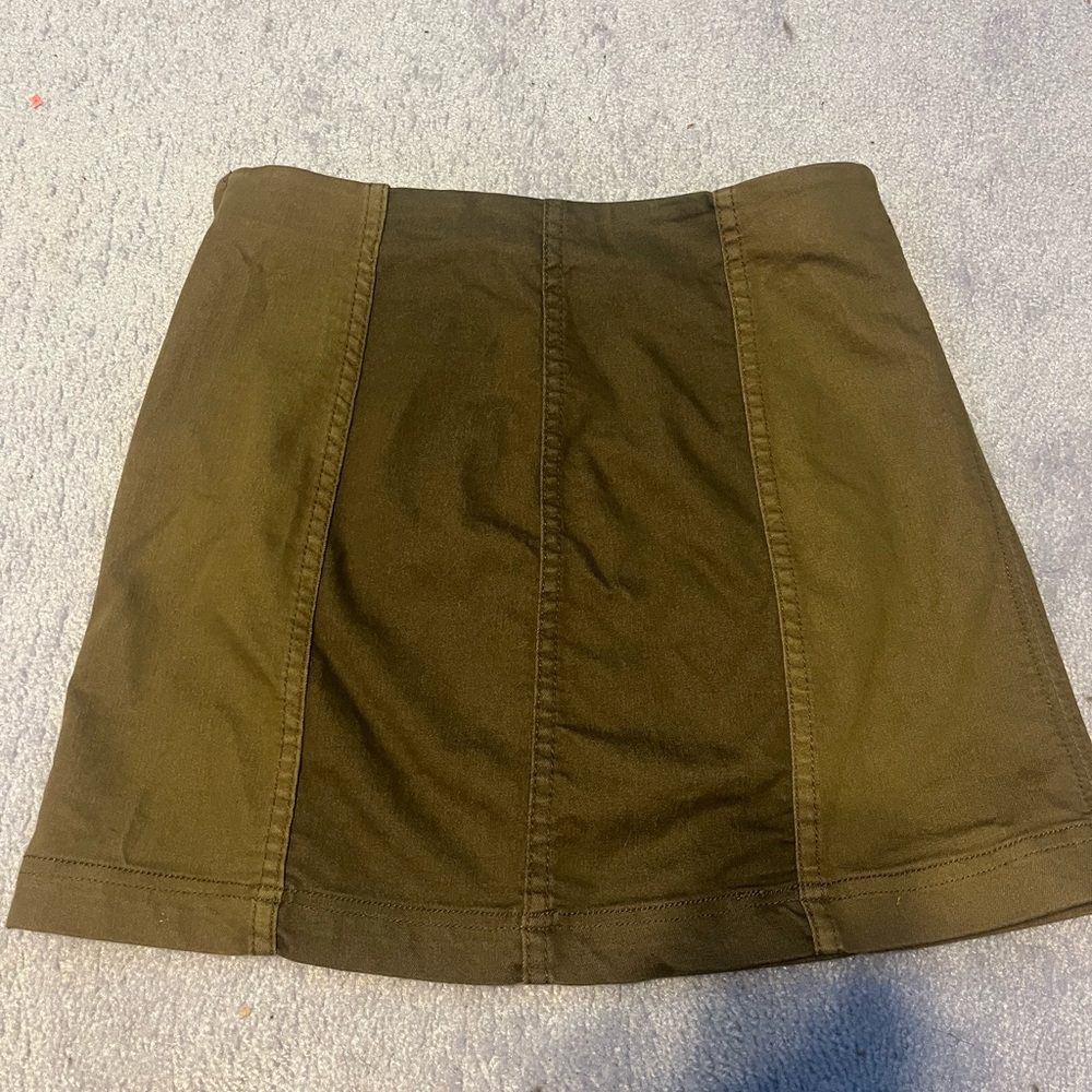 Free People Dark Olive A-Line Skirt